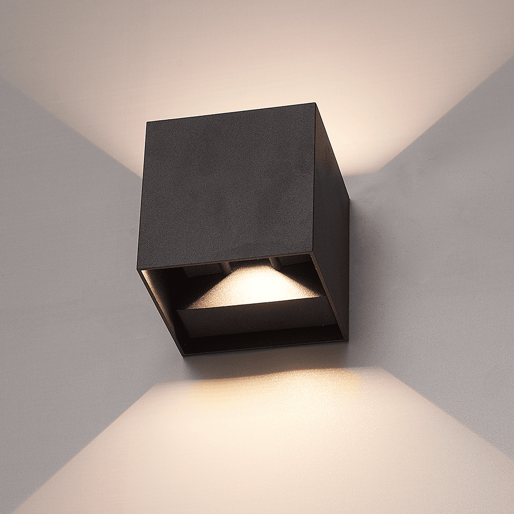 Set van 3 Kansas LED Wandlampen - 7 Watt 660 lumen - IP65 Waterdicht - 3000K Warm Wit - Binnen en buiten - Kubus - Up & Down Light - Zwart afbeelding