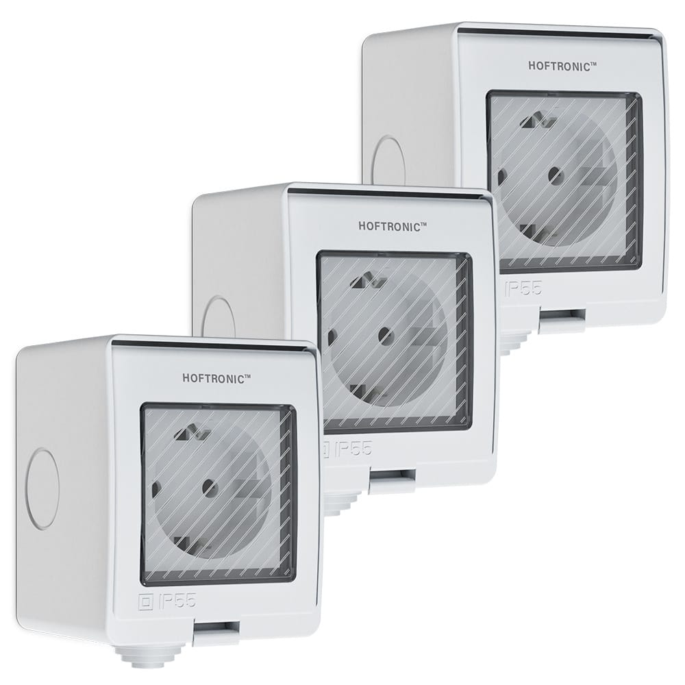 Set van 3 Smart stekkers - WiFi & Bluetooth - IP55 voor binnen en buiten - Compatibel met Amazon Alexa & Google Home - Wit - Europlug afbeelding