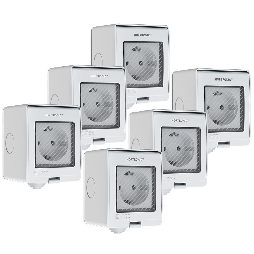 Set van 6 Smart stekkers - WiFi & Bluetooth - IP55 voor binnen en buiten - Compatibel met Amazon Alexa & Google Home - Wit - Europlug afbeelding