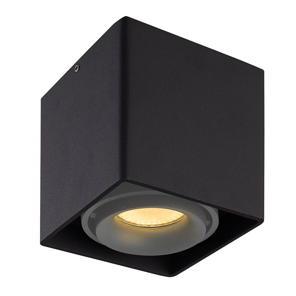 Dimbare LED Opbouwspot plafond Esto - Zwart met grijze afdekring - IP20 - kantelbaar - excl. GU10 lichtbron - voor droge ruimtes afbeelding 1