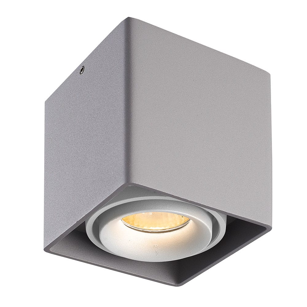 Dimbare LED Opbouwspot plafond Esto - Grijs met witte afdekring - IP20 - kantelbaar - excl. GU10 lichtbron - voor droge ruimtes afbeelding 1