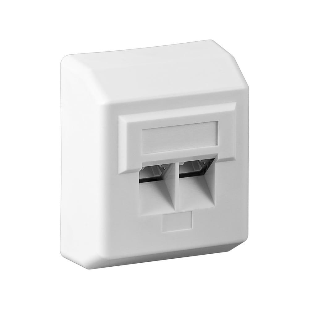RJ45 Wandcontactdoos Opbouw - 2x RJ45 - CAT-5e - Afgeschermd - Incl. Afdekraam - Netwerkdoos - 10 Gigabit - Wit afbeelding
