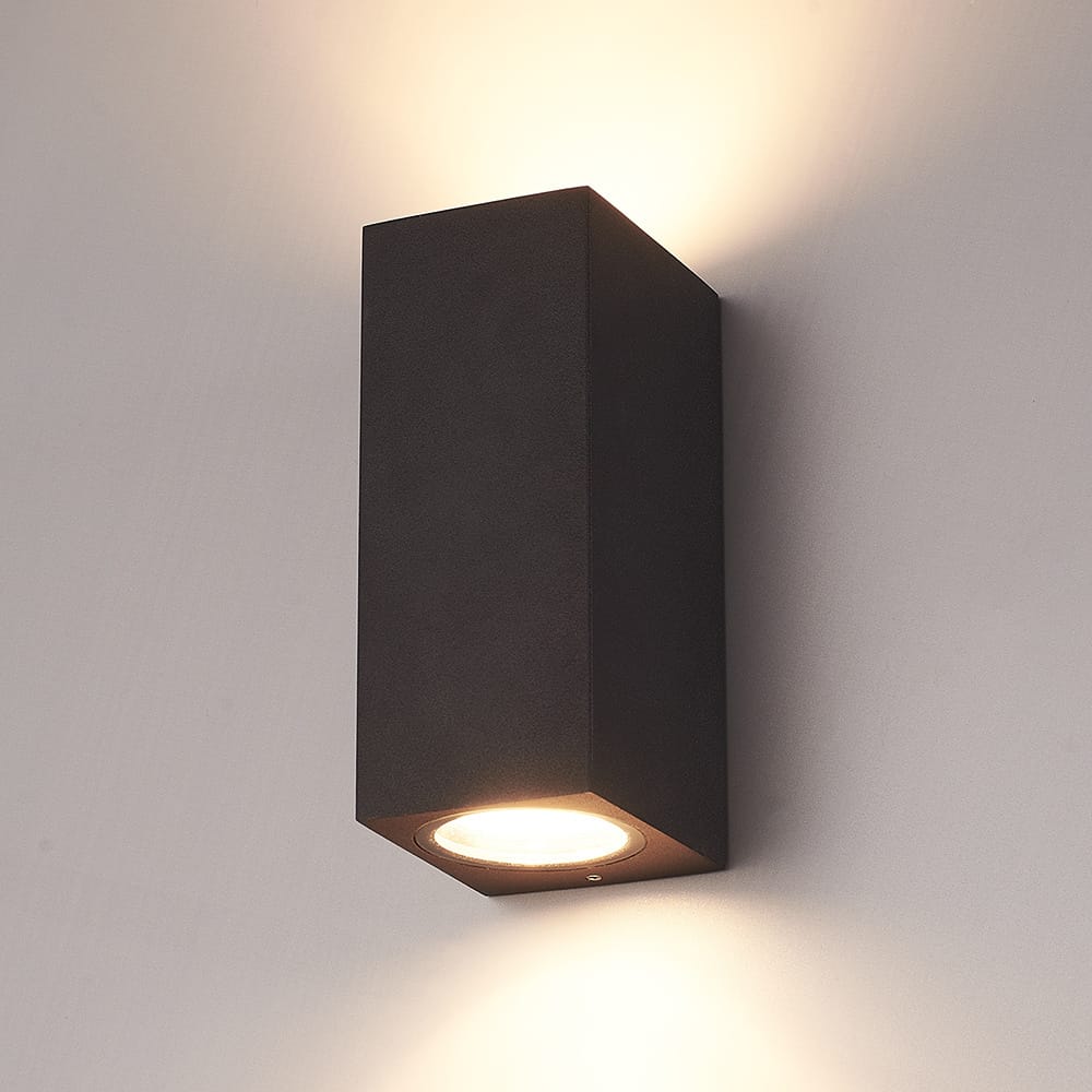 Galatea dimbare LED wandlamp - Up & Down light - IP65 Waterdicht - GU10 vervangbare lichtbron - Zwart - Binnen en buiten - Modern afbeelding