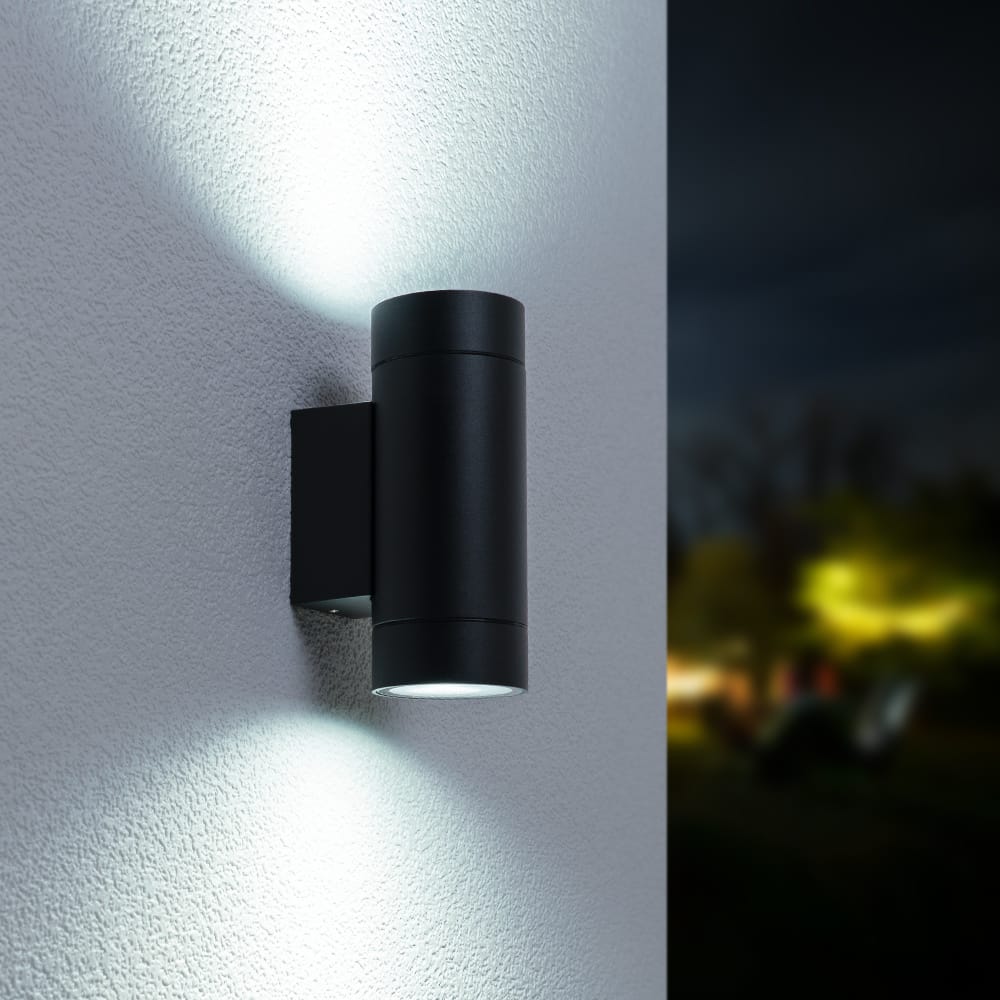 Cali LED Wandlamp - Dimbaar - 10 Watt 800 lumen - 6000K Daglicht Wit - IP65 Waterdicht Binnen en buiten - GU10 Vervangbare lichtbron - Up & Down Light - Zwart afbeelding