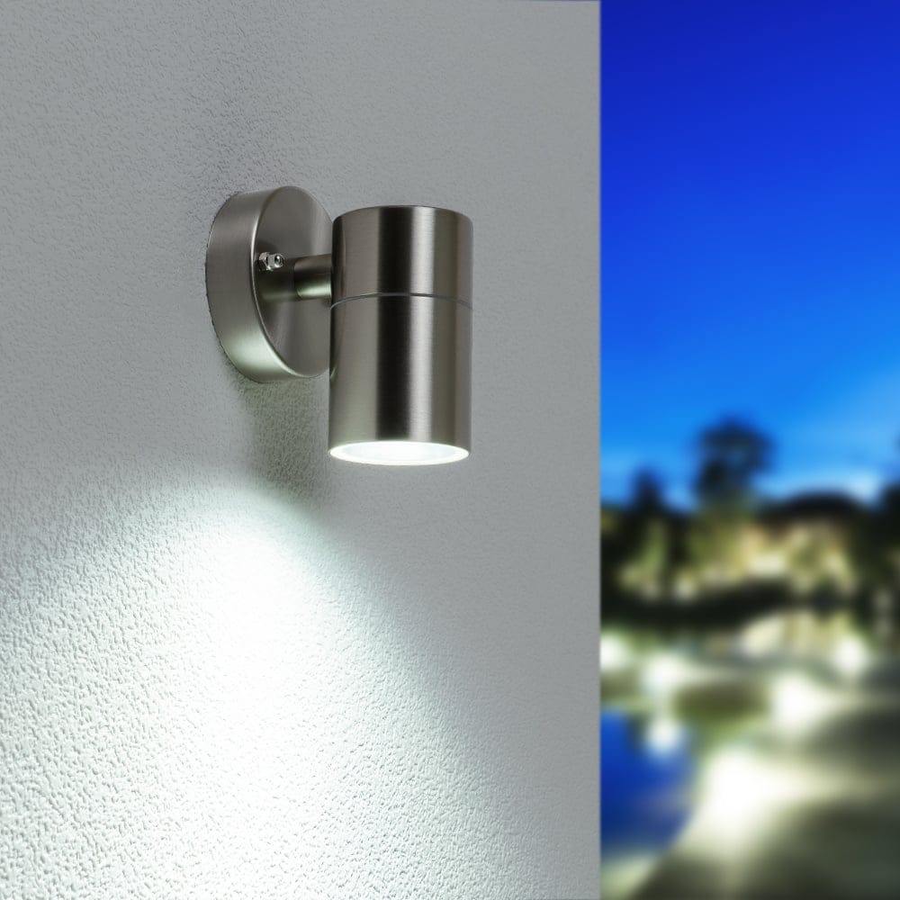 Mason - LED Wandlamp - IP44 Waterdicht - 5 Watt 400 Lumen - GU10 - 6000K Daglicht Wit - Dimbaar - Voor binnen en buiten - Downlight - RVS afbeelding