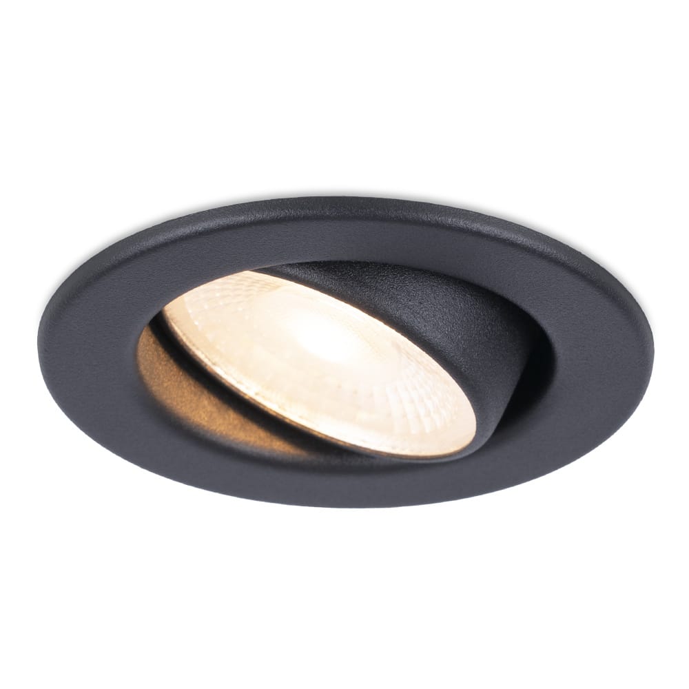 Malta LED inbouwspot - 5 Watt 400 lumen - 2700K warm wit - Dimbaar - Rond - Kantelbaar - IP44 waterdicht - Zwart - Incl. Quick Connector box afbeelding