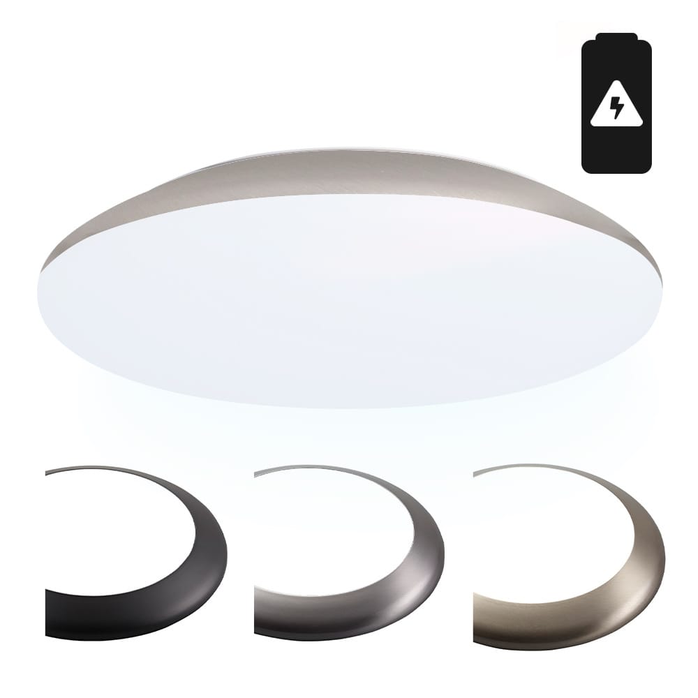 LED Bulkhead - Diameter 38cm - 25W 2600lm - 6500K daglicht wit - IP65 waterdicht - Vandalismeproof - Met noodaccu - Voor binnen en buiten - Chroom afbeelding