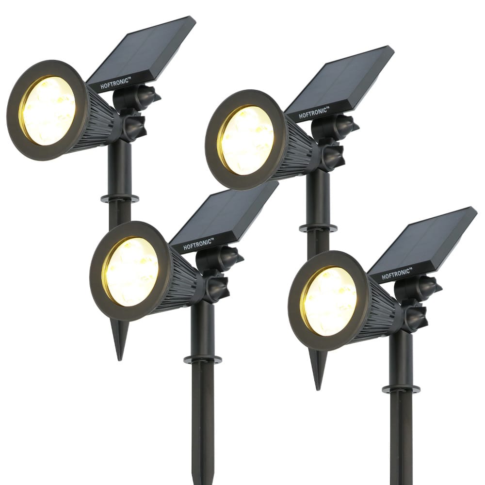 Set van 4 Bend PIR solar prikspots - Bewegingssensor en schemerschakelaar - 3000K warm wit - 2 lichtstanden - 300 lumen - 6-9 uur brandtijd - IP65 waterdicht afbeelding