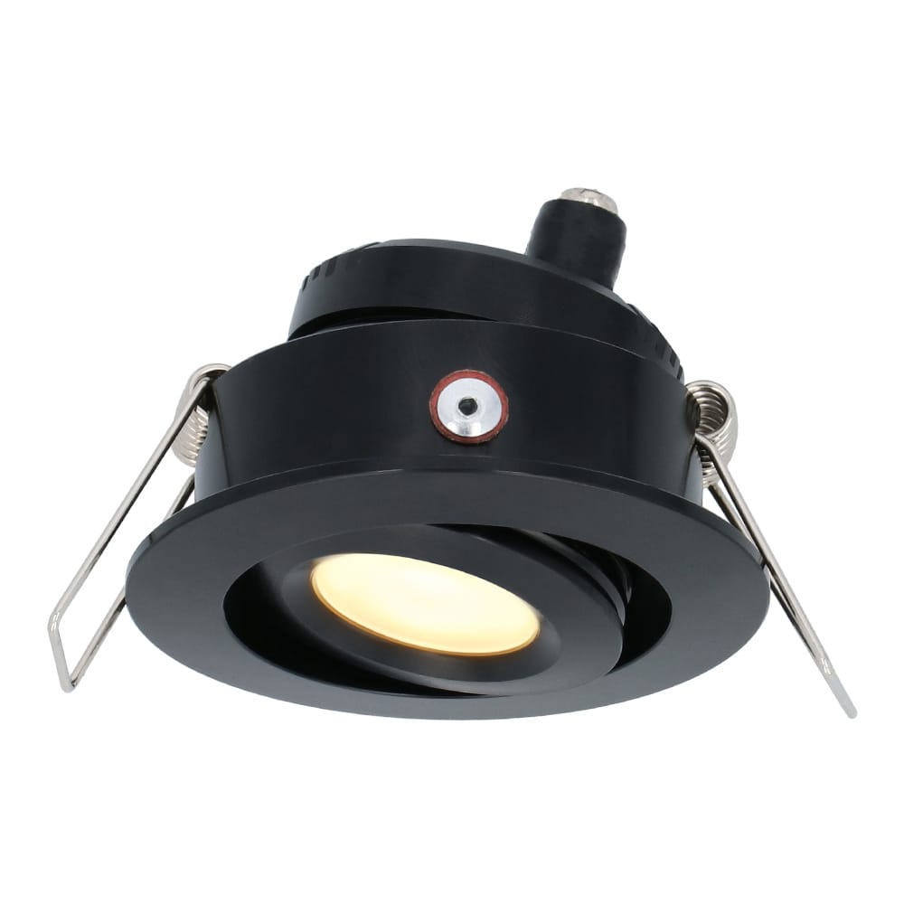 Sienna mini LED inbouwspot 12 Volt 3 Watt 200 lumen 2700K warm wit Dimbaar Kantelbaar Plat 30mm IP44 waterdicht Zwart