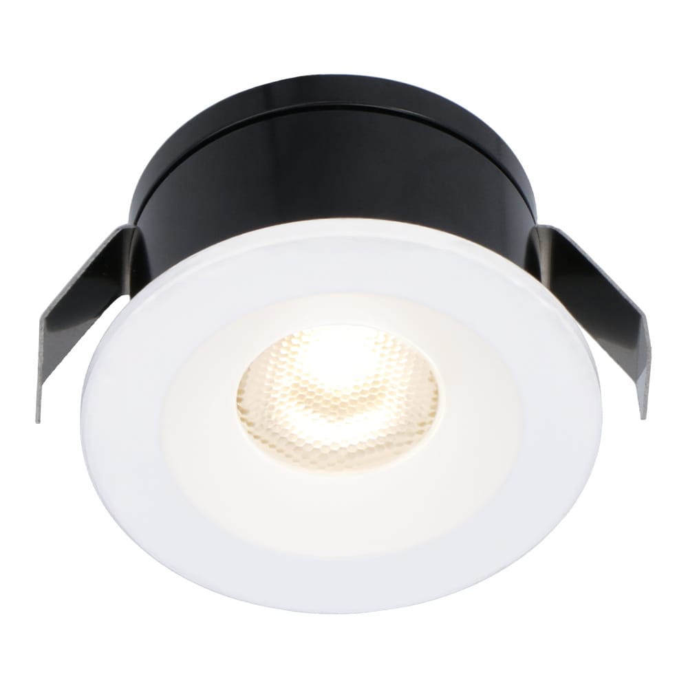 Cadiz Mini LED Inbouwspot 12 Volt 3 Watt 200 lumen 2700K warm wit Dimbaar Plat 26mm IP44 waterdicht Wit