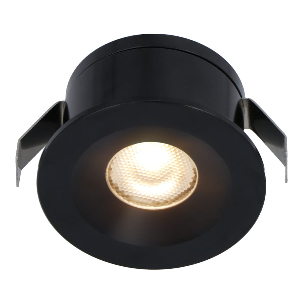 Cadiz Mini LED Inbouwspot - 12 Volt 3 Watt 200 lumen - 2700K warm wit - Dimbaar - Plat 26mm - IP44 waterdicht - Zwart afbeelding