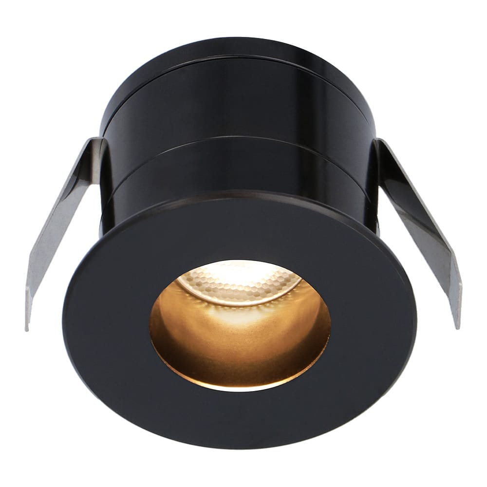 Olivia Mini LED Inbouwspot 12 Volt 3 Watt 150 lumen 2700K warm wit Dimbaar Verzonken Plat 36mm IP44 waterdicht Zwart