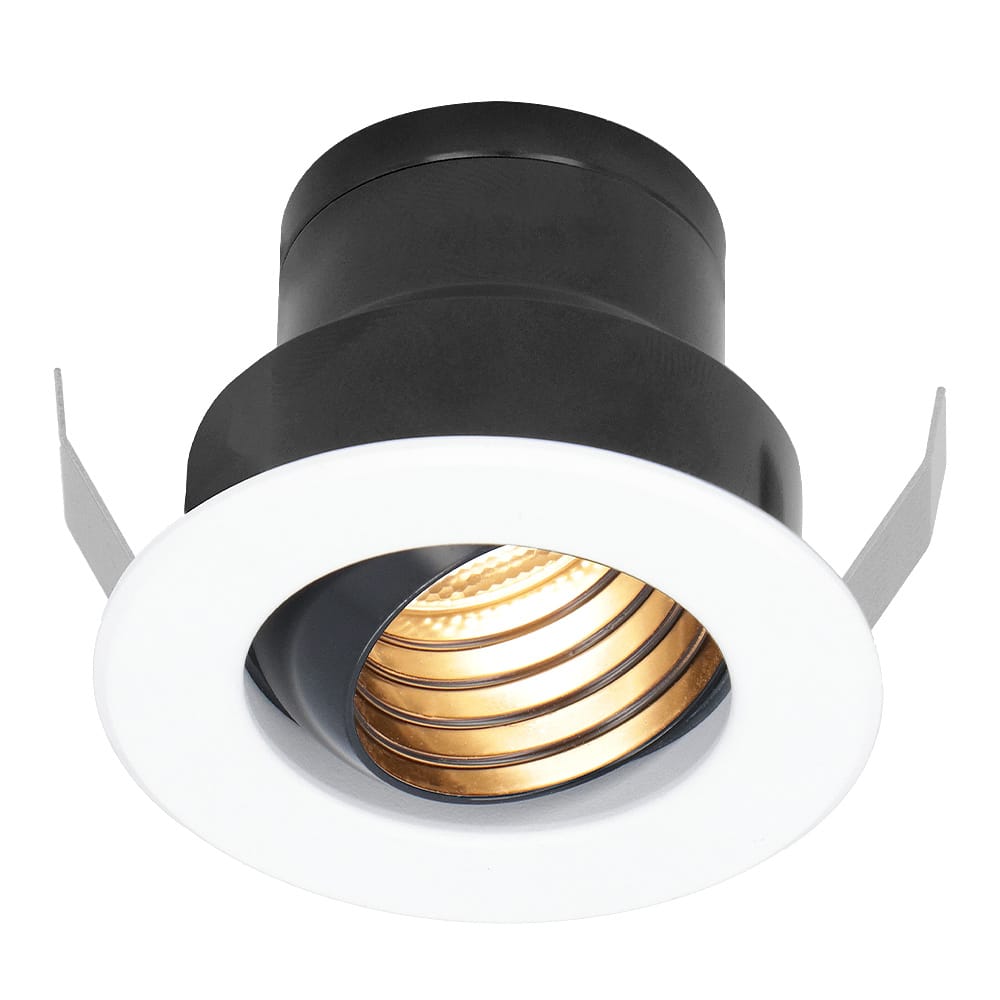 Medina Mini LED Inbouwspot - 12 Volt 3 Watt 150 lumen - 2700K warm wit - Dimbaar - Kantelbaar - Verzonken - Plat 35mm - IP44 waterdicht - Wit afbeelding