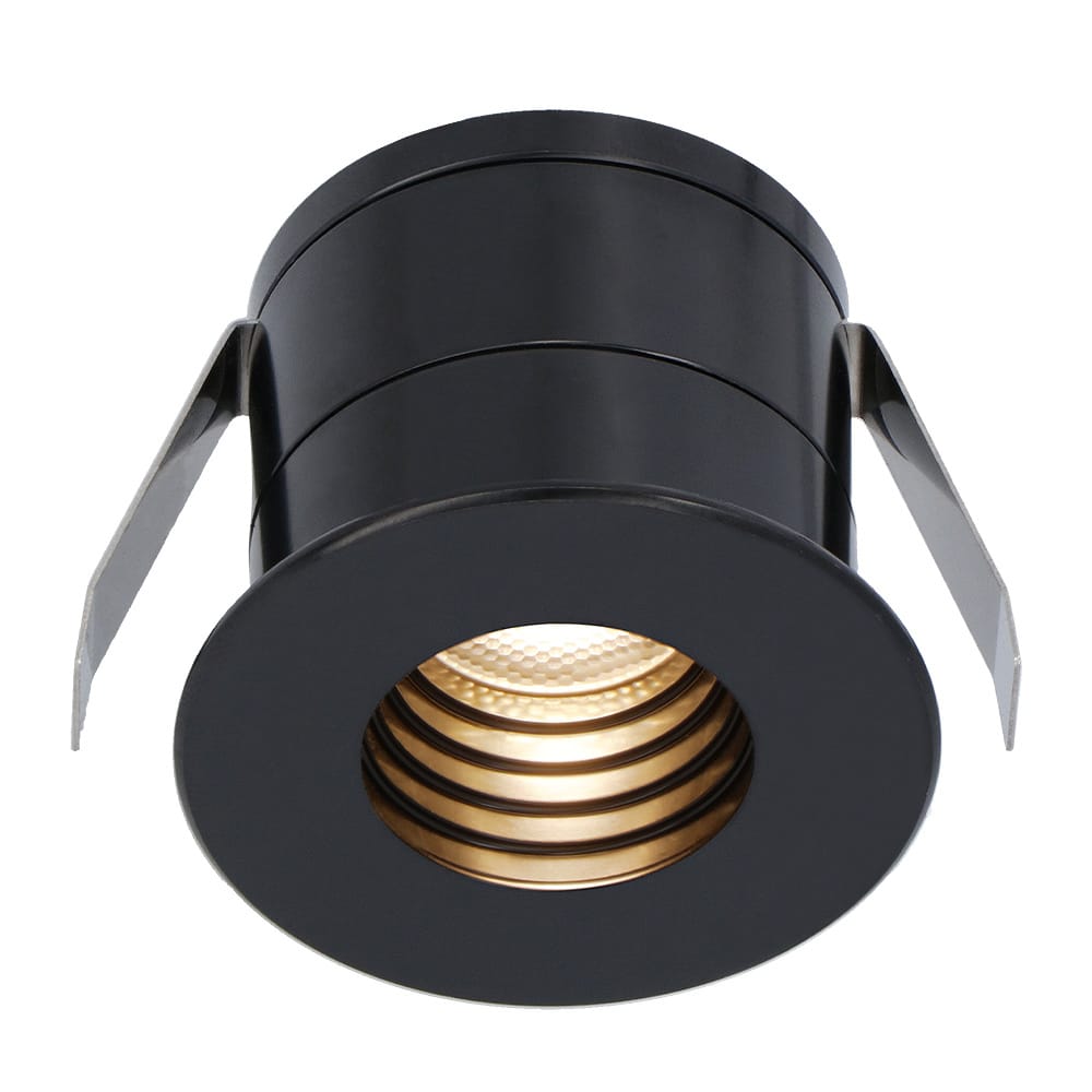 Betty Mini LED Inbouwspot - 12 Volt 3 Watt 140 lumen - 2700K warm wit - Dimbaar - Verzonken - Plat 37mm - IP44 waterdicht - Zwart afbeelding