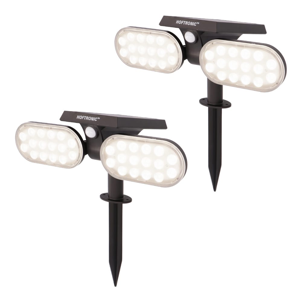 Set van 2 Pato solar Prikspots - Bewegingssensor en schemerschakelaar - PIR - 6000K Daglicht wit - 2 lichtstanden - 300Lumen - 6-12 uur brandtijd - IP65 waterdicht - Tuinspot afbeelding 1