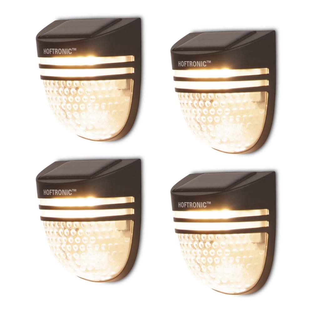 Set van 4 Tropo LED solar wandlampen 3000K warm wit 0.2W 300 lumen Incl. Schemerschakelaar IP65 waterdicht Zwart Buitenlampen op zonne energie