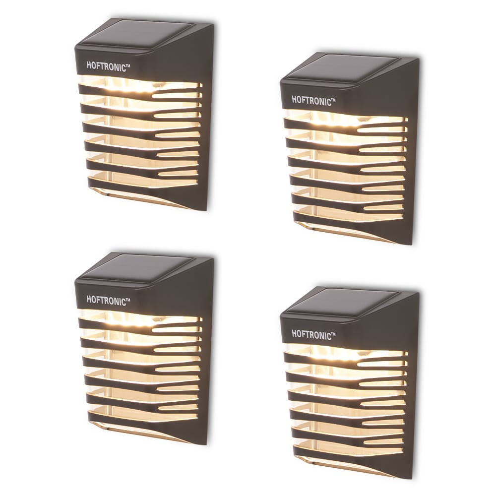 Set van 4 Dono LED solar wandlampen - 3000K warm wit - 0.2W 300 lumen - Incl. Schemerschakelaar - IP65 waterdicht - Zwart - Buitenlampen op zonne energie afbeelding