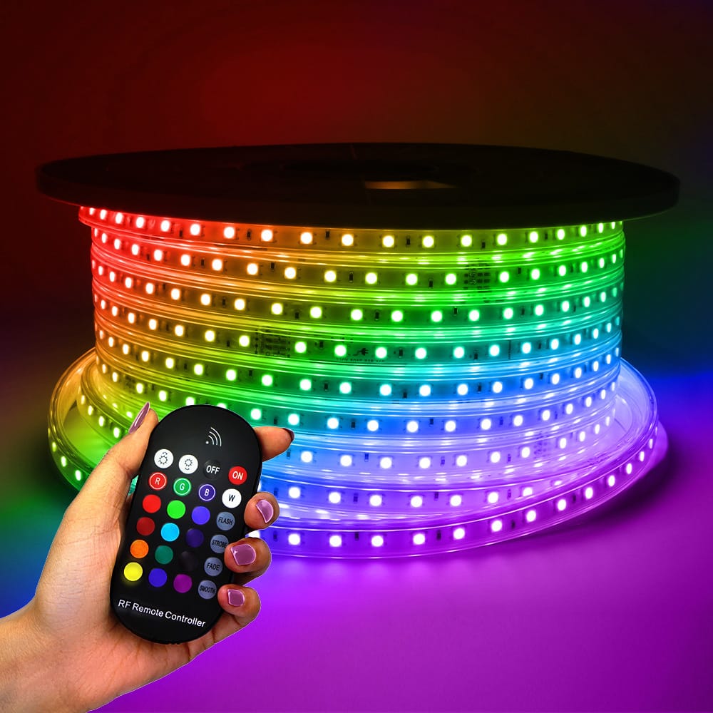 Glow60 RGB LED Strip 50 meter - IP65 waterdicht - Dimbaar - Buiten & Binnen - 60 LEDs/m - 400 Watt 30.000lm - SMD 5050 - IP65 waterdicht - Inkortbaar per meter afbeelding