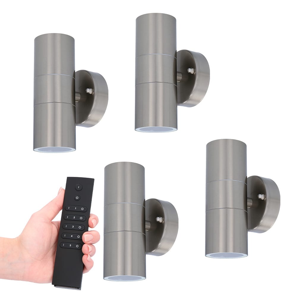 Set van 4 dimbare LED Wandlamp Jasmin - 2700K warm wit - GU10 fitting - Up & Down light - IP44 waterdicht - Incl. dimmer met afstandsbediening afbeelding
