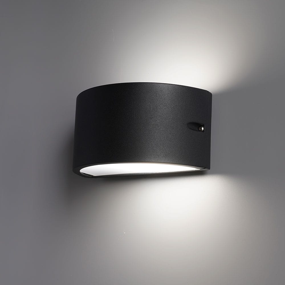 Hugo - LED Wandlamp Dimbaar - E27 Fitting - Vervangbare lichtbron- Modern - IP54 Voor binnen en buiten - Dubbelzijdig Up & Down Light - zwart afbeelding