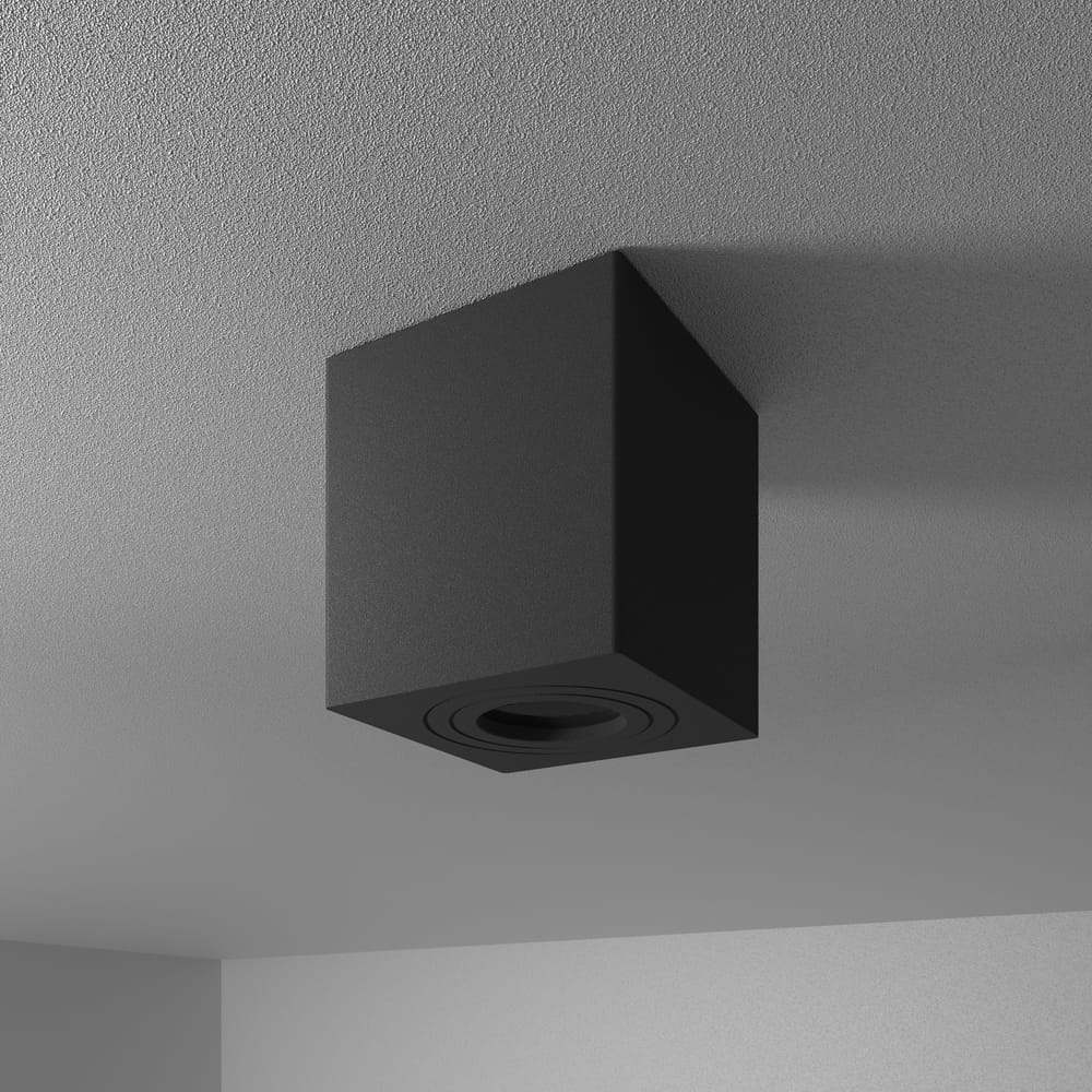 Gibbon LED Opbouwspot - Vierkant - GU10 - Badkamer Opbouwspot - IP65 waterdicht - Voor binnen en buitengebruik - Zwart afbeelding 1