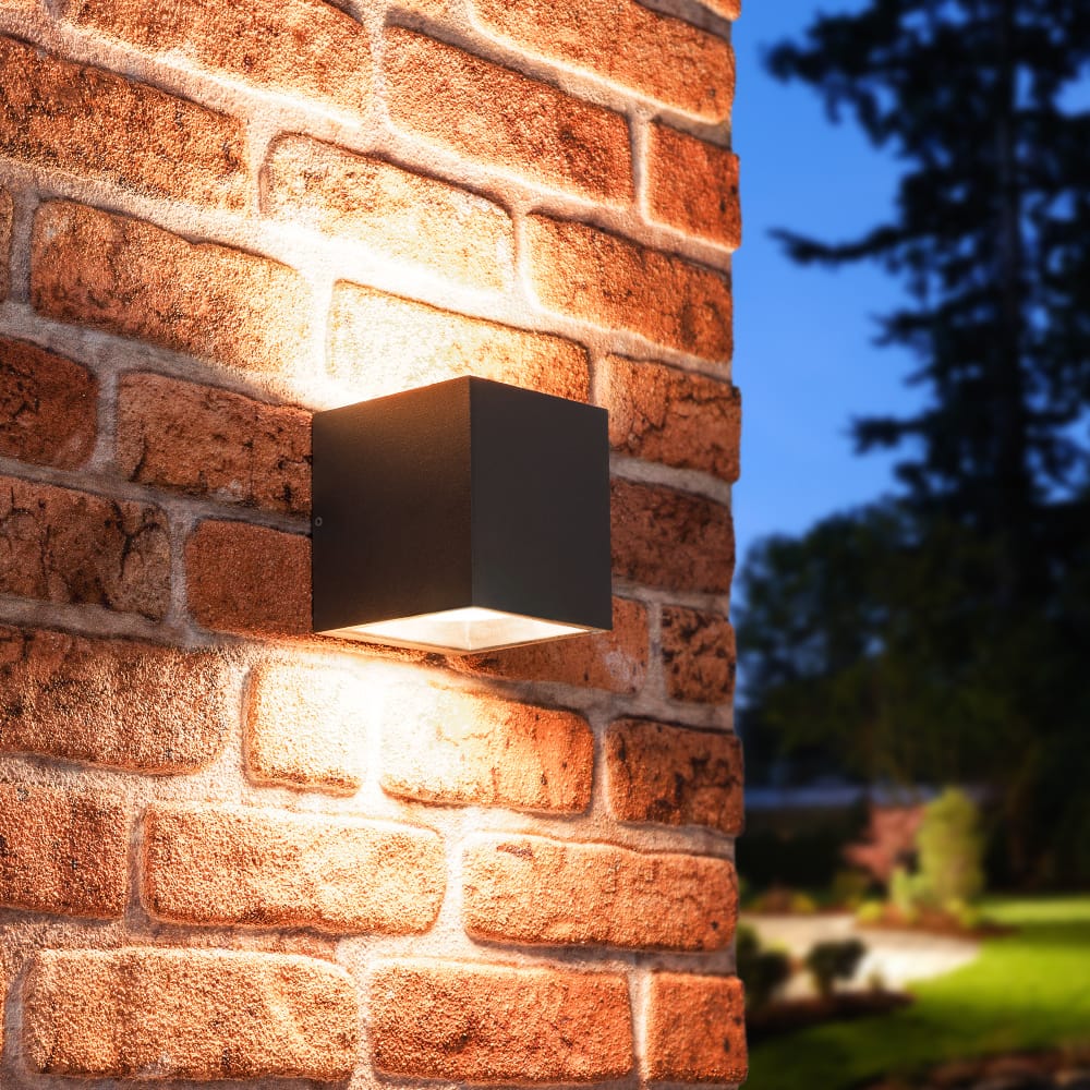 Cuba LED wandlamp - IP65 waterdicht - 2x GX53 Fitting - Max. 2x 9W - Vierkant - Voor binnen en buiten - Up & down light - Zwart afbeelding