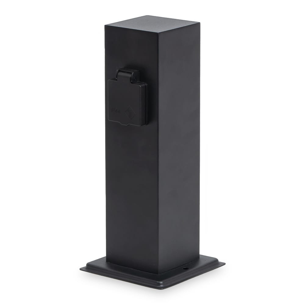 Delta S buitenstopcontactpaal - 30cm - 2 stopcontacten - IP44 waterdicht - Tuincontactdoos - Stekkerdoos - Zwart afbeelding