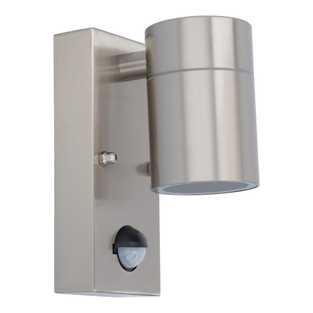 Mason wandlamp - RVS - Bewegingsmelder en schemerschakelaar - IP44 spatwaterdicht - Spotlight voor binnen en buiten - Exclusief GU10 lichtbron afbeelding