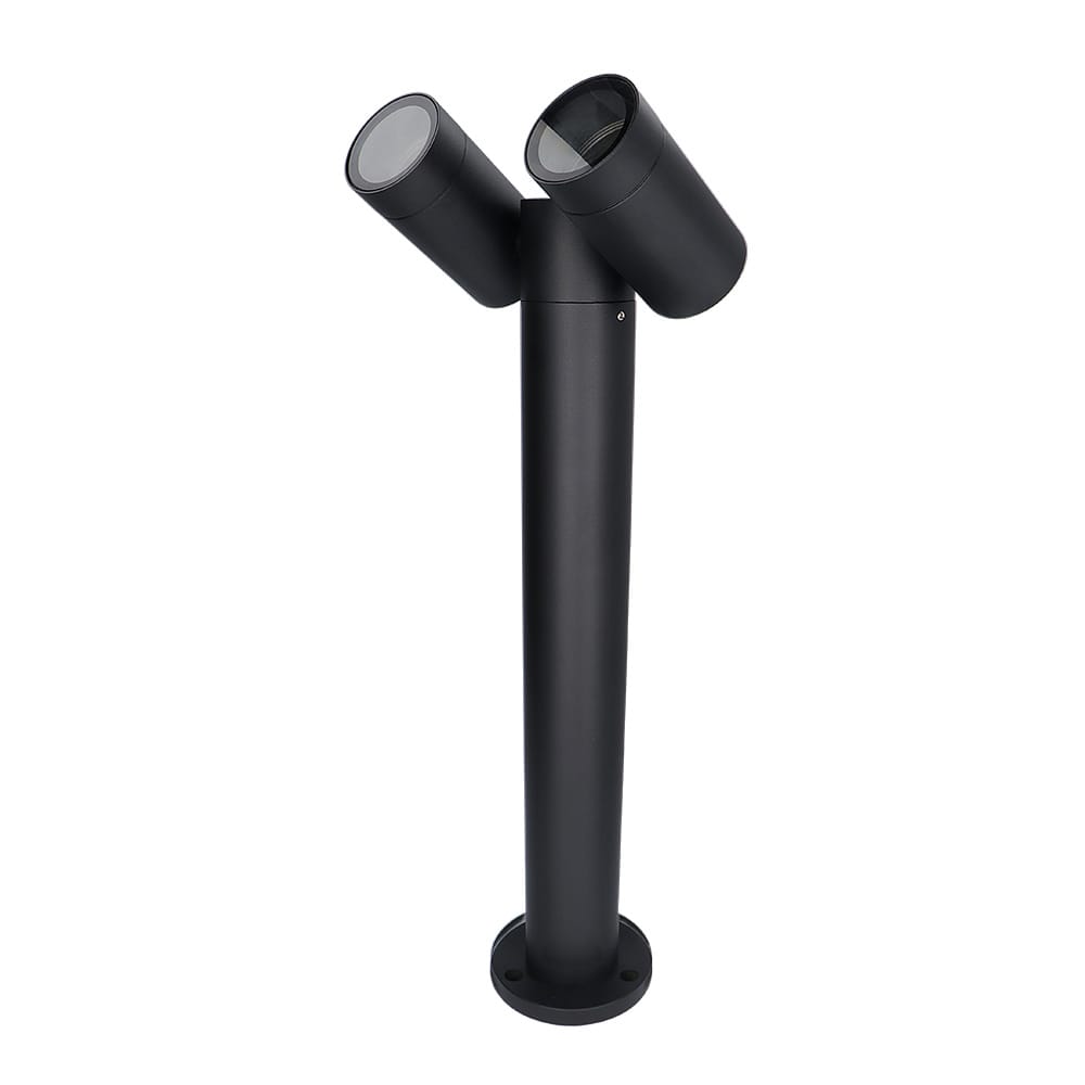 Aspen Dubbel LED sokkellamp 45cm Kantelbaar IP65 waterdicht 2x GU10 fitting Padverlichting Tuinspot Zwart Staande buitenlamp