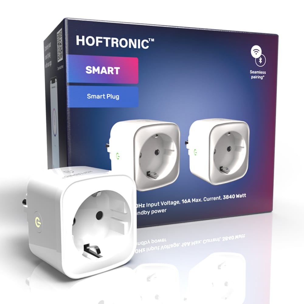 Set van 2 Slimme stekkers - WiFi & Bluetooth - Met tijdschakelaar - Compatibel met Amazon Alexa & Google Home - Wit - 16a smart plug afbeelding