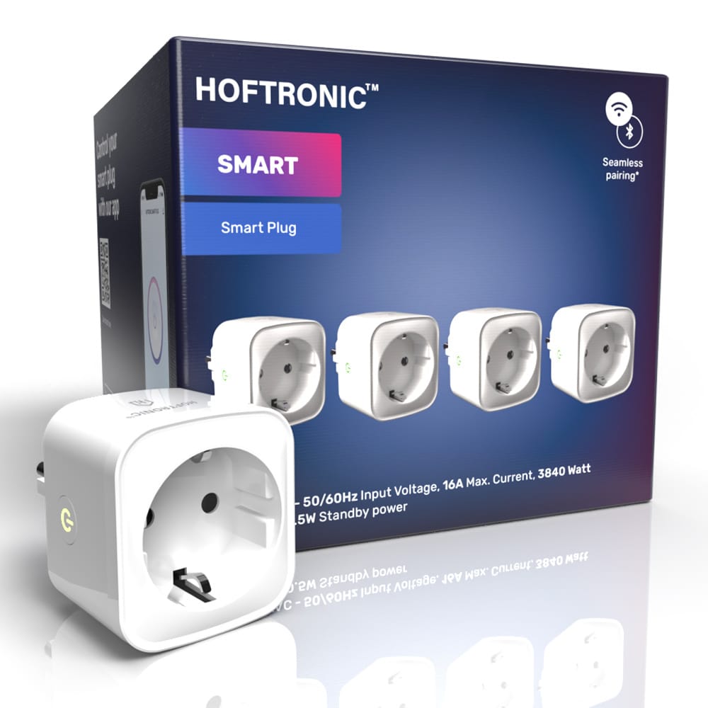 Set van 4 Slimme stekkers - WiFi & Bluetooth -Met tijdschakelaar - Compatibel met Amazon Alexa & Google Home - Wit - 16a smart plug afbeelding