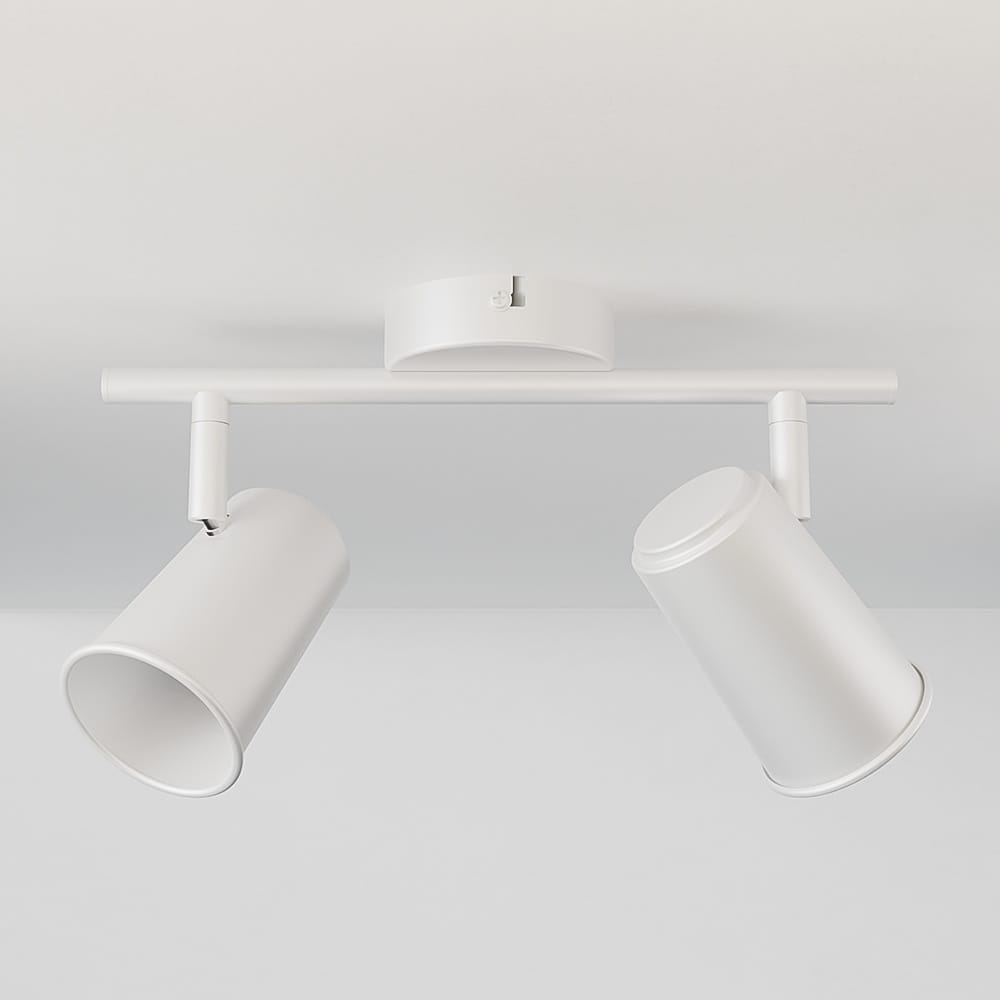 Riga - LED plafondlamp - 2 spots - Draaibaar en dimbaar - GU10 - Kantelbaar - Plafondspot - IP20 voor binnen - Wit afbeelding