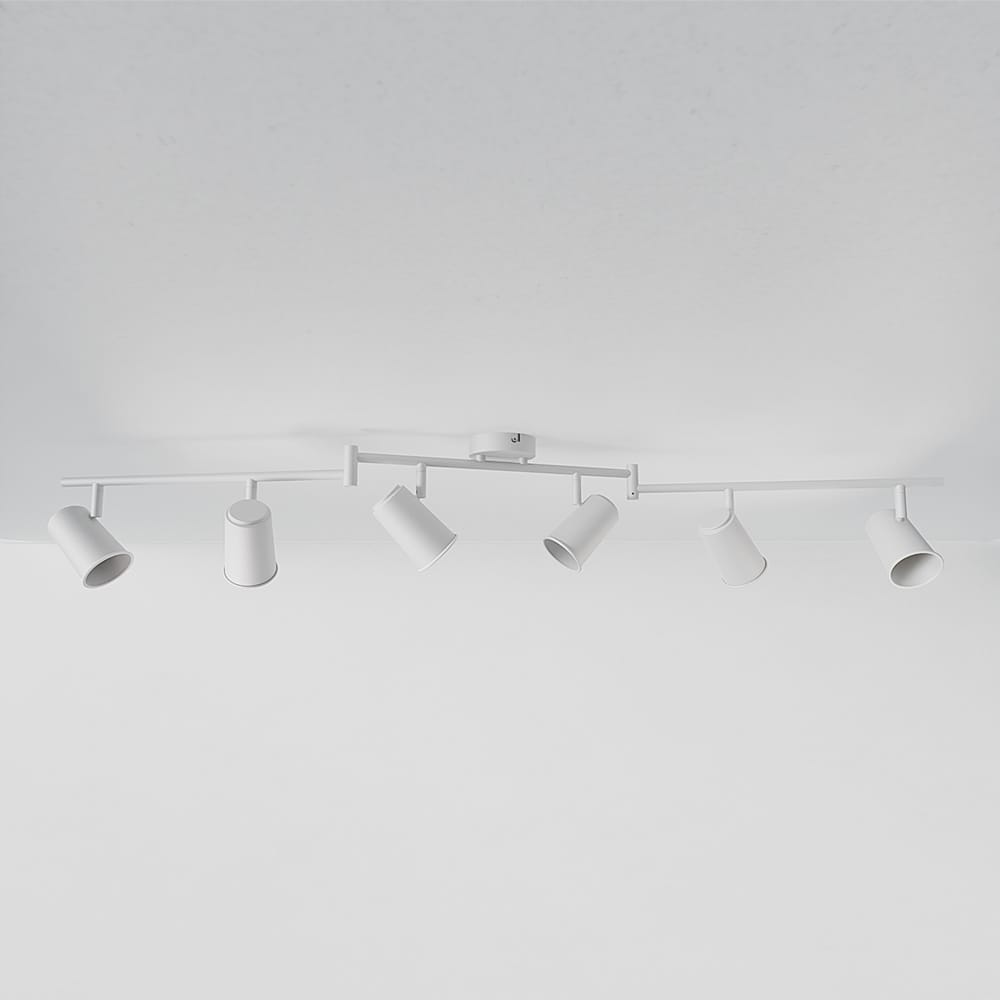 Riga - LED plafondlamp - 6 spots - Draaibaar en dimbaar - GU10 - Kantelbaar - Plafondspot - IP20 voo
