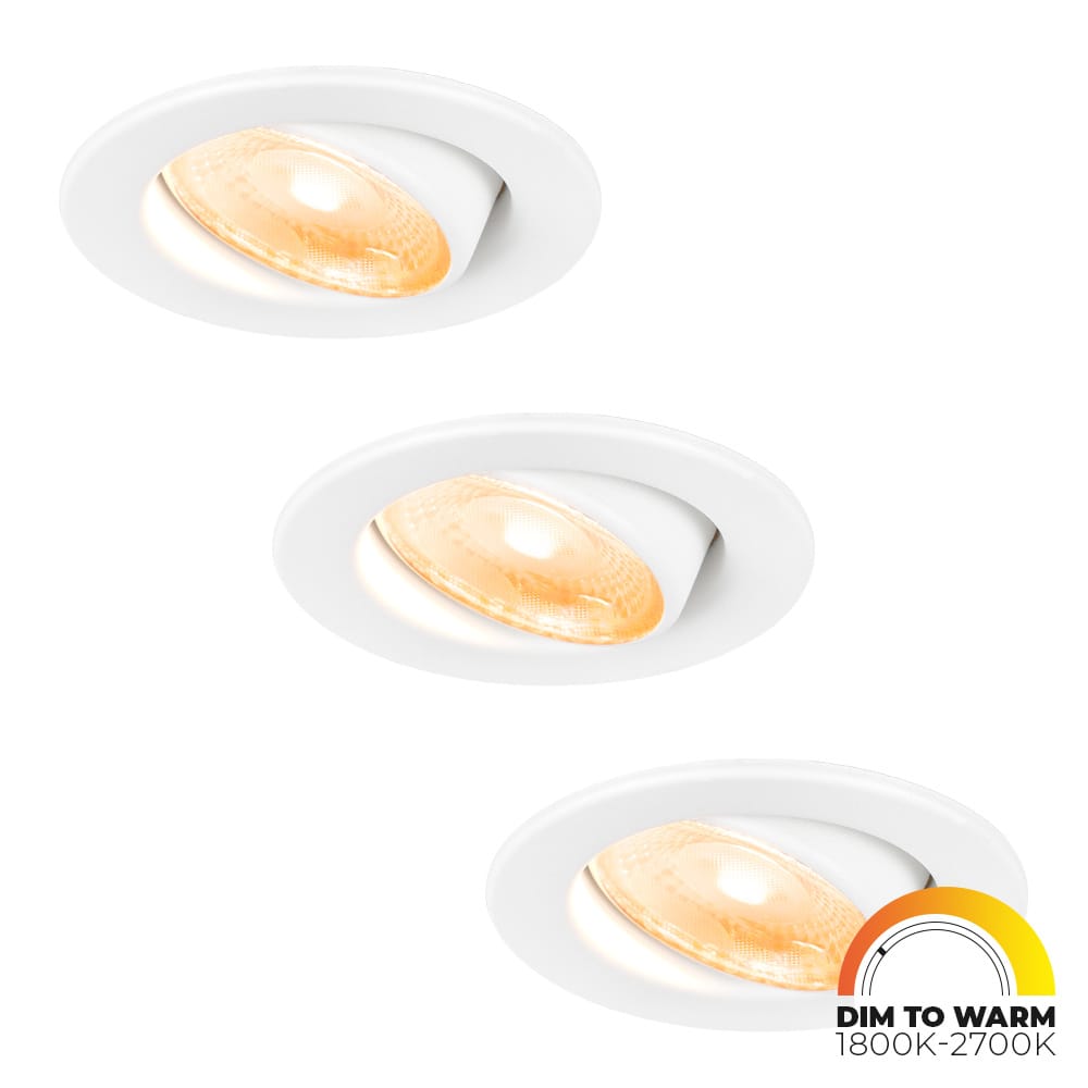Set van 3 Malta LED inbouwspots - 5 Watt 480 lumen - Dim to warm - Rond - Kantelbaar - IP44 waterdicht - Wit - Incl. Quick Connector box afbeelding 1