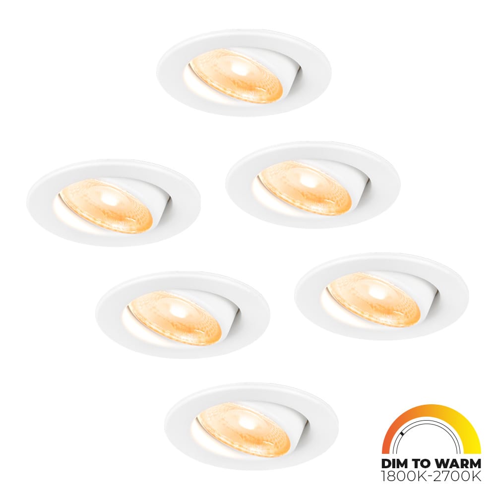 Set van 6 Malta LED inbouwspots - 5 Watt 480 lumen - Dim to warm - Rond - Kantelbaar - IP44 waterdicht - Wit - Incl. Quick Connector box afbeelding