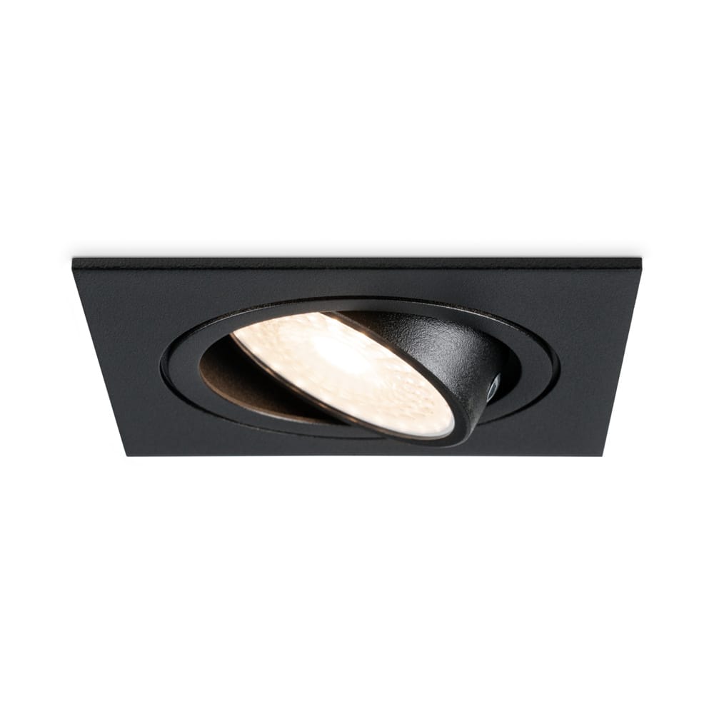 Mallorca LED inbouwspot - IP20 - Kantelbaar - 5 Watt 400 Lumen - 4000K Neutraal wit - GU10 - Dimbaar - Vierkant - Voor binnen - Zwart afbeelding