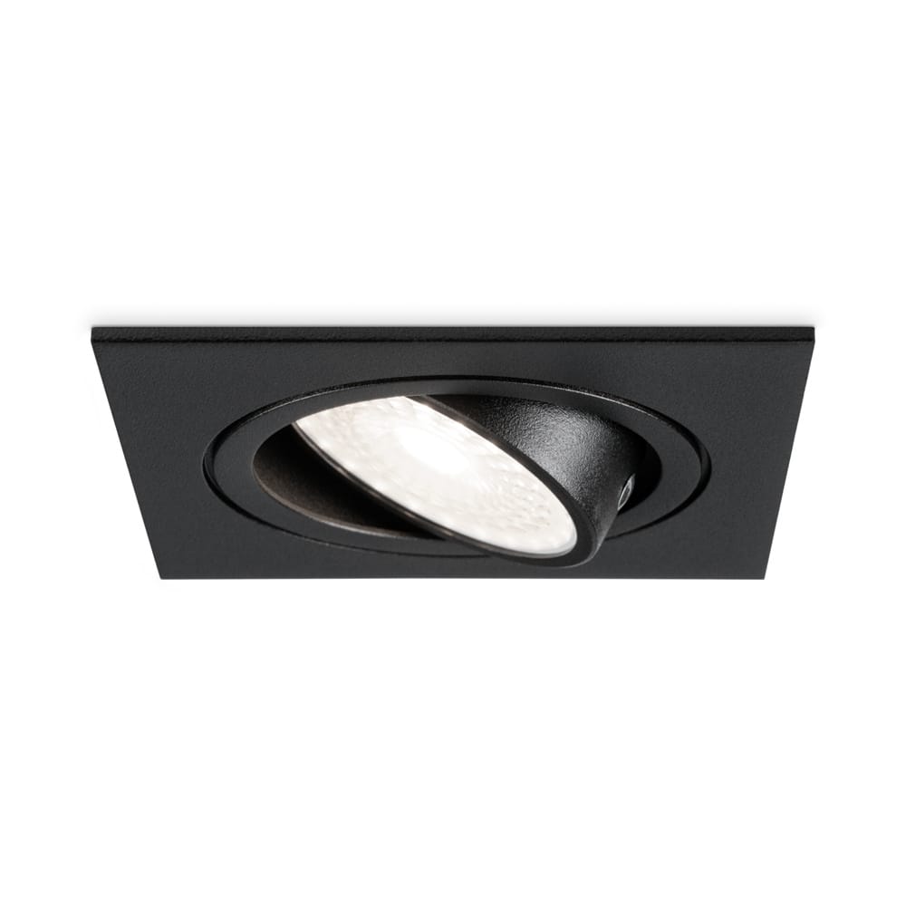 Mallorca LED inbouwspot - IP20 - Kantelbaar - 5 Watt 400 Lumen - 6000K Daglicht wit - GU10 - Dimbaar - Vierkant - Voor binnen - Zwart afbeelding