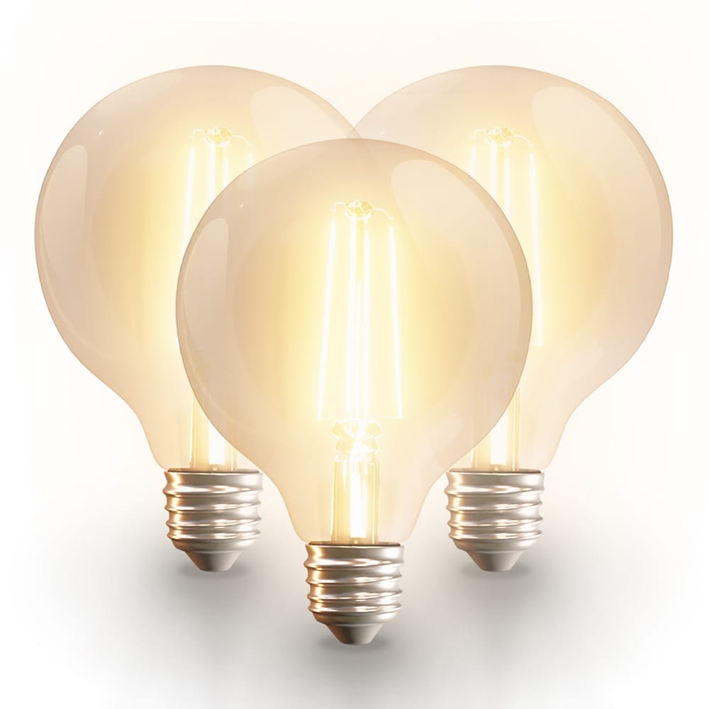 Set van 3 Smart filament lampen - G95 bolvorm - E27 - 7 Watt 806 lumen - CCT White Ambience - Wifi & Bluetooth - Bestuurbaar via app - Google Home, Amazon Alexa en Siri - LED Gloeilamp afbeelding
