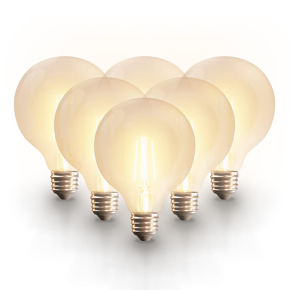 Set van 6 Smart filament lampen - G125 bolvorm - E27 - 7 Watt 806 lumen - CCT White Ambience - Wifi 
