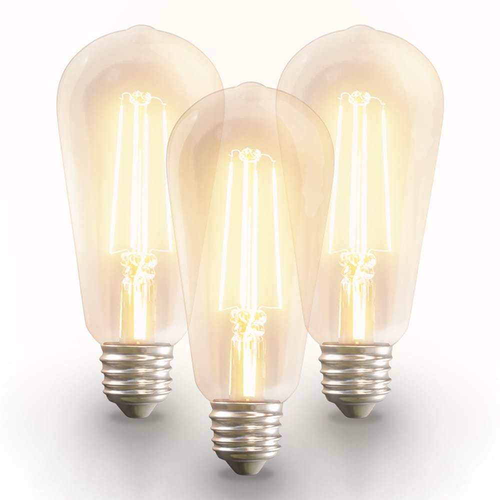 Set van 3 Smart filament lampen - ST64 Edison lamp - E27 - 7 Watt 806 lumen - CCT White Ambience - Wifi & Bluetooth - Google Home, Amazon Alexa en Siri - LED Gloeilamp afbeelding