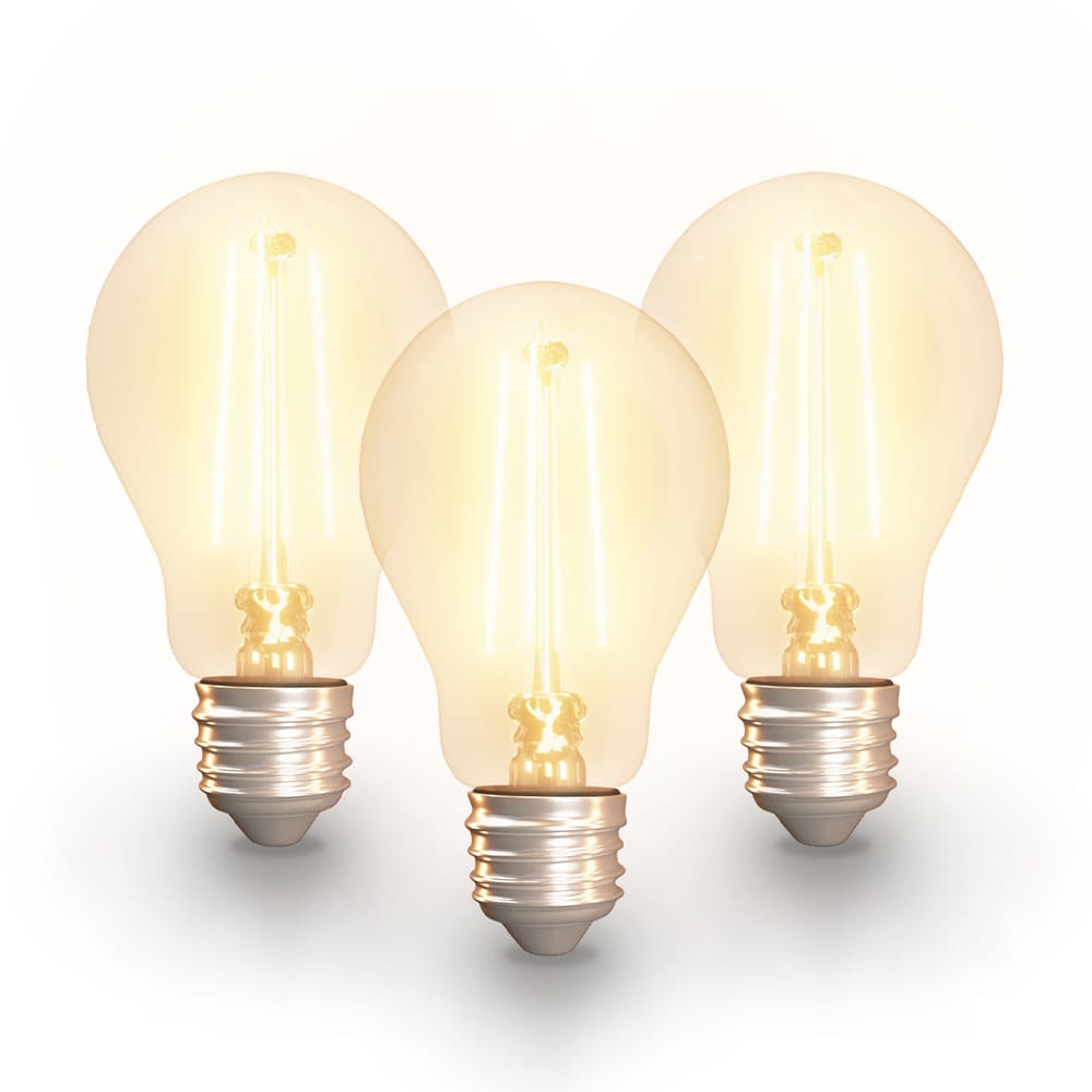 Set van 3 Smart filament lampen - A60 bolvorm - E27 - 7 Watt 806 lumen - CCT White Ambience - Wifi & Bluetooth - Bestuurbaar via app - Google Home, Amazon Alexa en Siri - LED Gloeilamp afbeelding