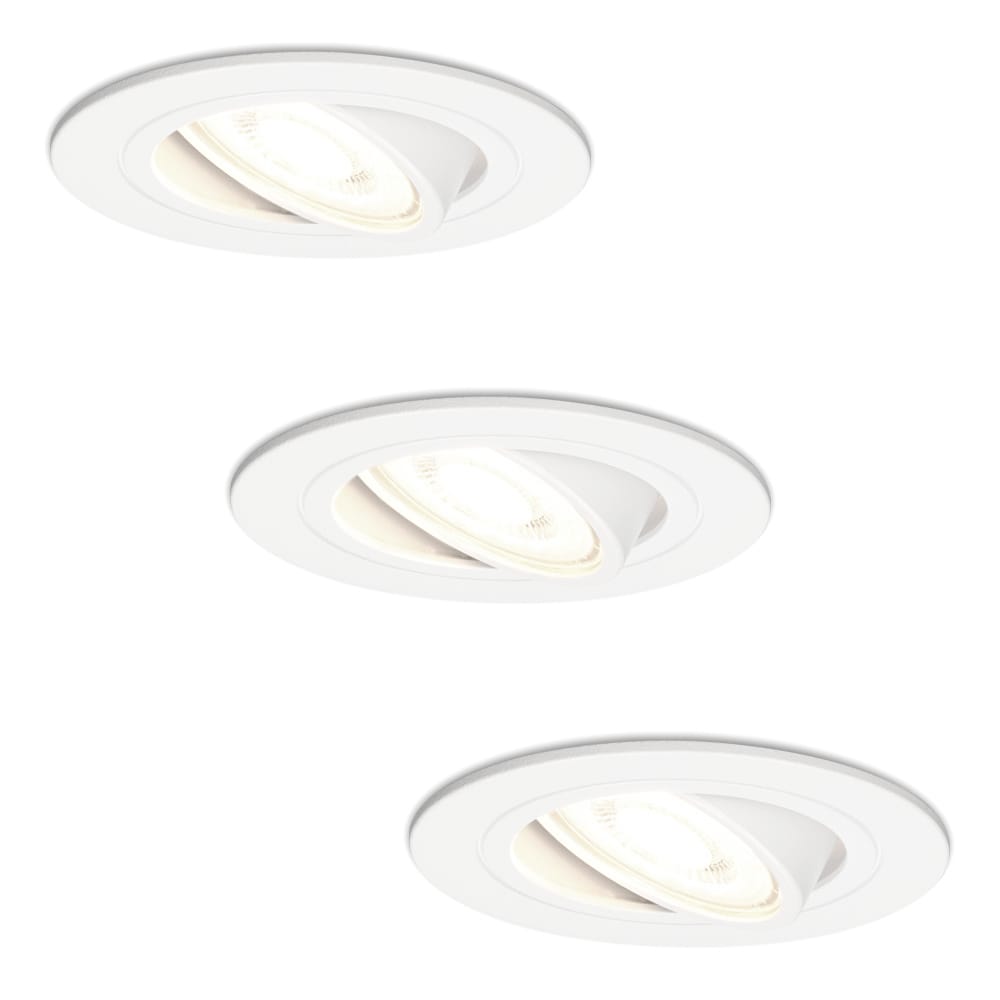 Set van 3 Pittsburg LED inbouwspots - GU10 5 Watt 400 lumen - 4000K Neutraal wit - Dimbaar - Rond - Kantelbaar - IP20 Voor binnen - Wit afbeelding
