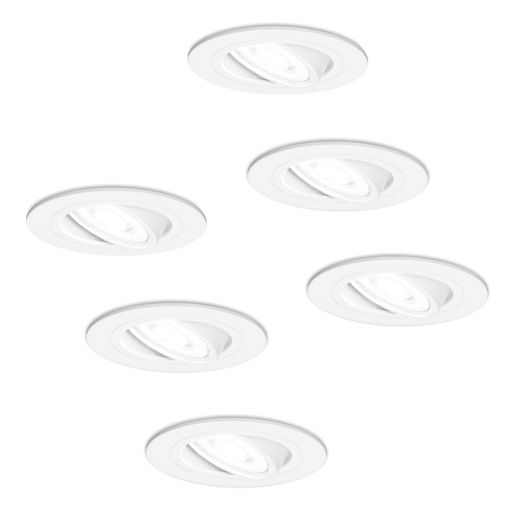 Set van 6 Pittsburg LED inbouwspots - GU10 5 Watt 400 lumen - 6000K Daglicht wit - Dimbaar - Rond - Kantelbaar - IP20 Voor binnen - Wit afbeelding