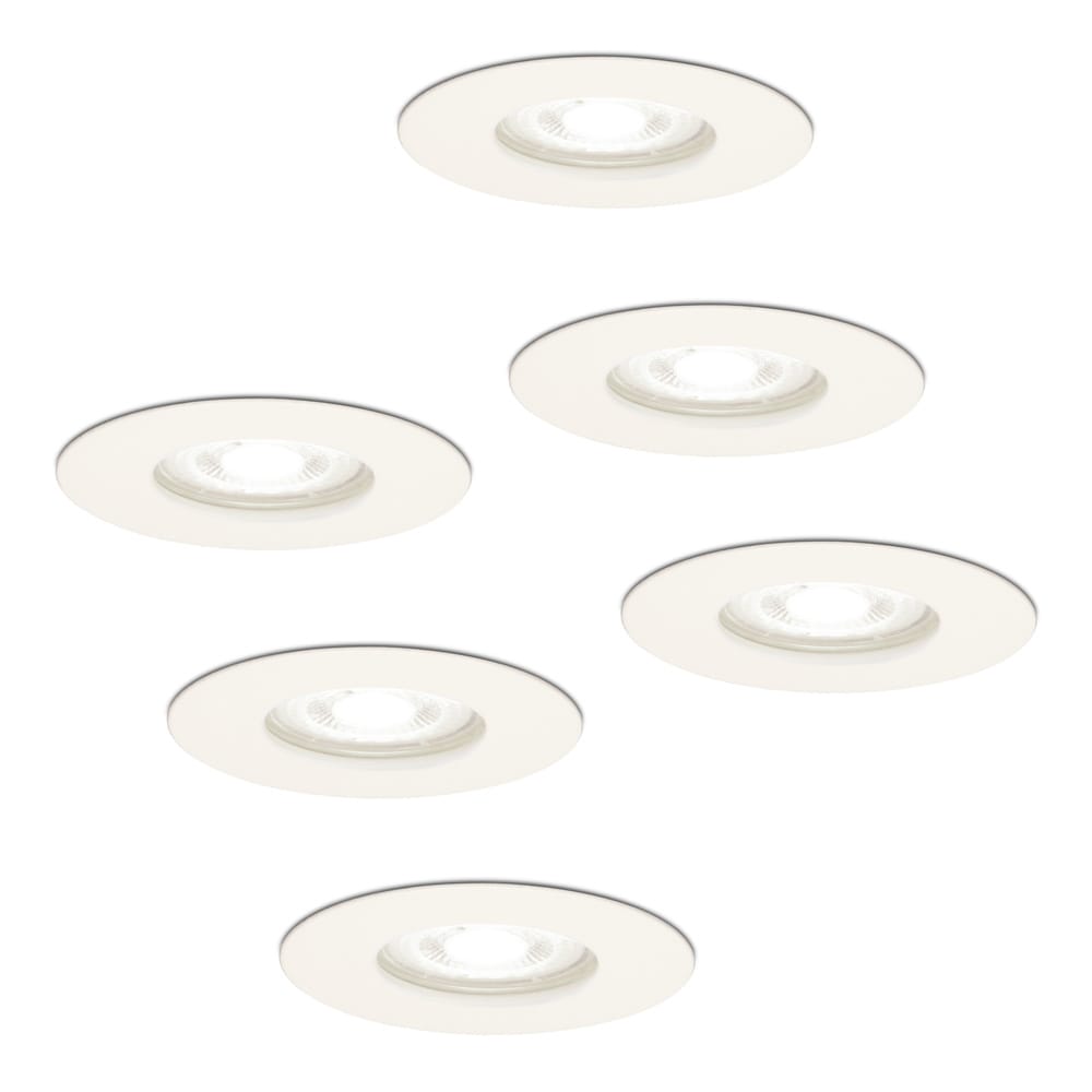Set van 6 Bari LED inbouwspot - 5 Watt 400 lumen - 6000K daglicht wit - GU10 - Dimbaar - Rond - IP65 waterdicht - Wit - Voor binnen, buiten en badkamer afbeelding
