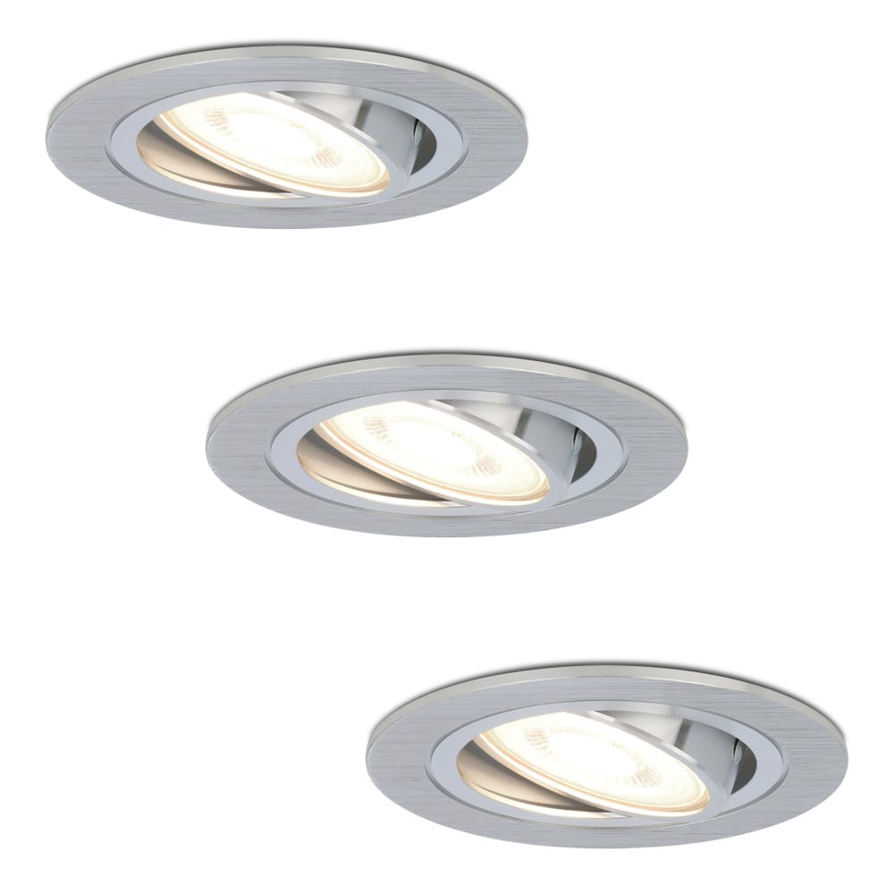 Set van 3 Chandler LED inbouwspots - GU10 5 Watt 400 lumen - 4000K neutraal wit - Dimbaar - Rond - Kantelbaar - IP20 Voor binnen - RVS afbeelding