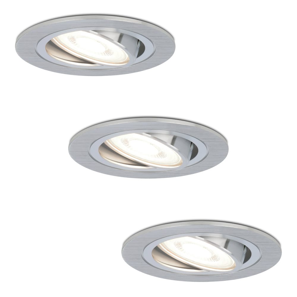 Set van 3 Chandler LED inbouwspots - GU10 5 Watt 400 lumen - 6000K Daglicht wit - Dimbaar - Rond - Kantelbaar - IP20 Voor binnen - RVS afbeelding