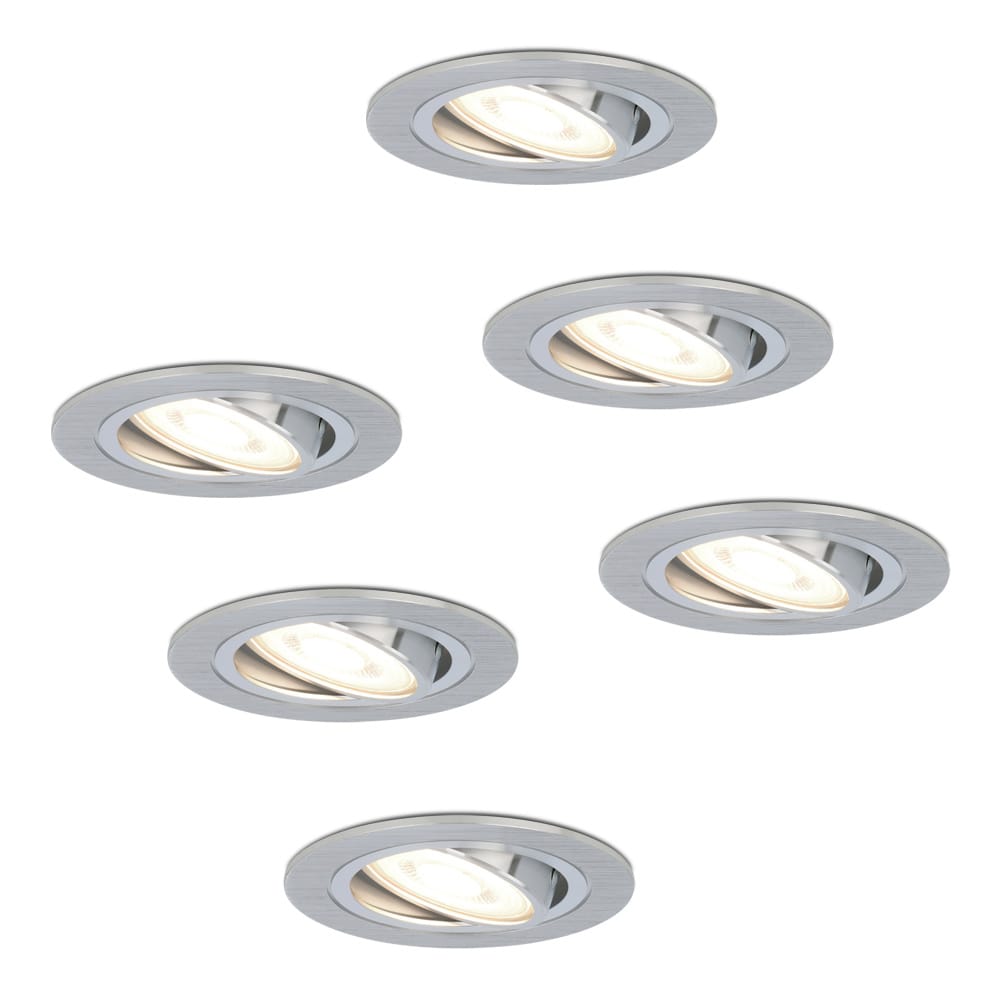 Set van 6 Chandler LED inbouwspots - GU10 5 Watt 400 lumen - 4000K Neutraal wit - Dimbaar - Rond - Kantelbaar - IP20 Voor binnen - RVS afbeelding