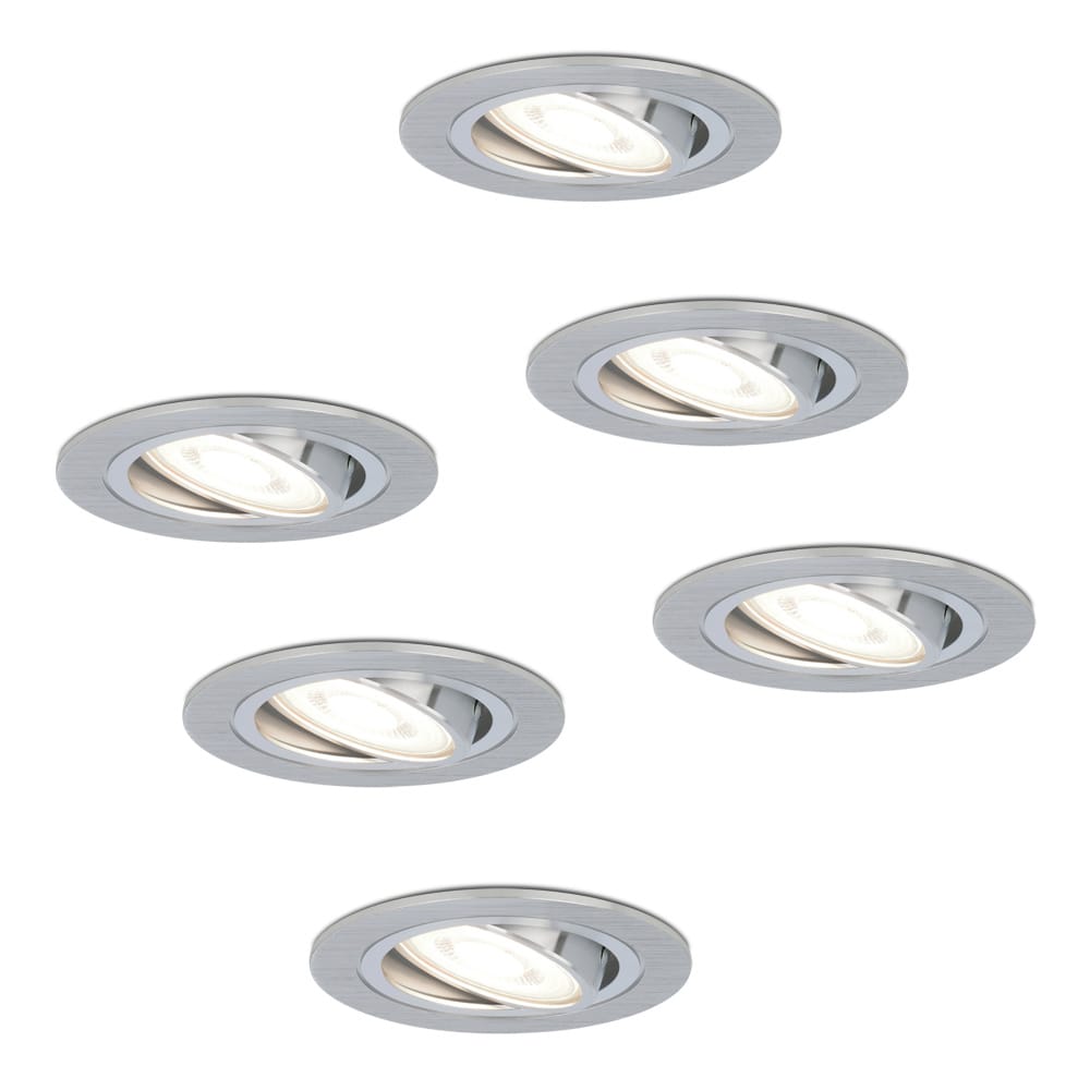 Set van 6 Chandler LED inbouwspots - GU10 4 Watt 345 Lumen - 6500K Daglicht wit - Dimbaar - Rond - Kantelbaar - IP20 Voor binnen - RVS afbeelding 1