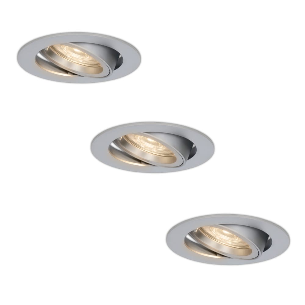 Set van 3 Jose LED inbouwspots 5 Watt 400 lumen 4000K Neutraal wit GU10 Dimbaar Rond Kantelbaar Voor binnen RVS