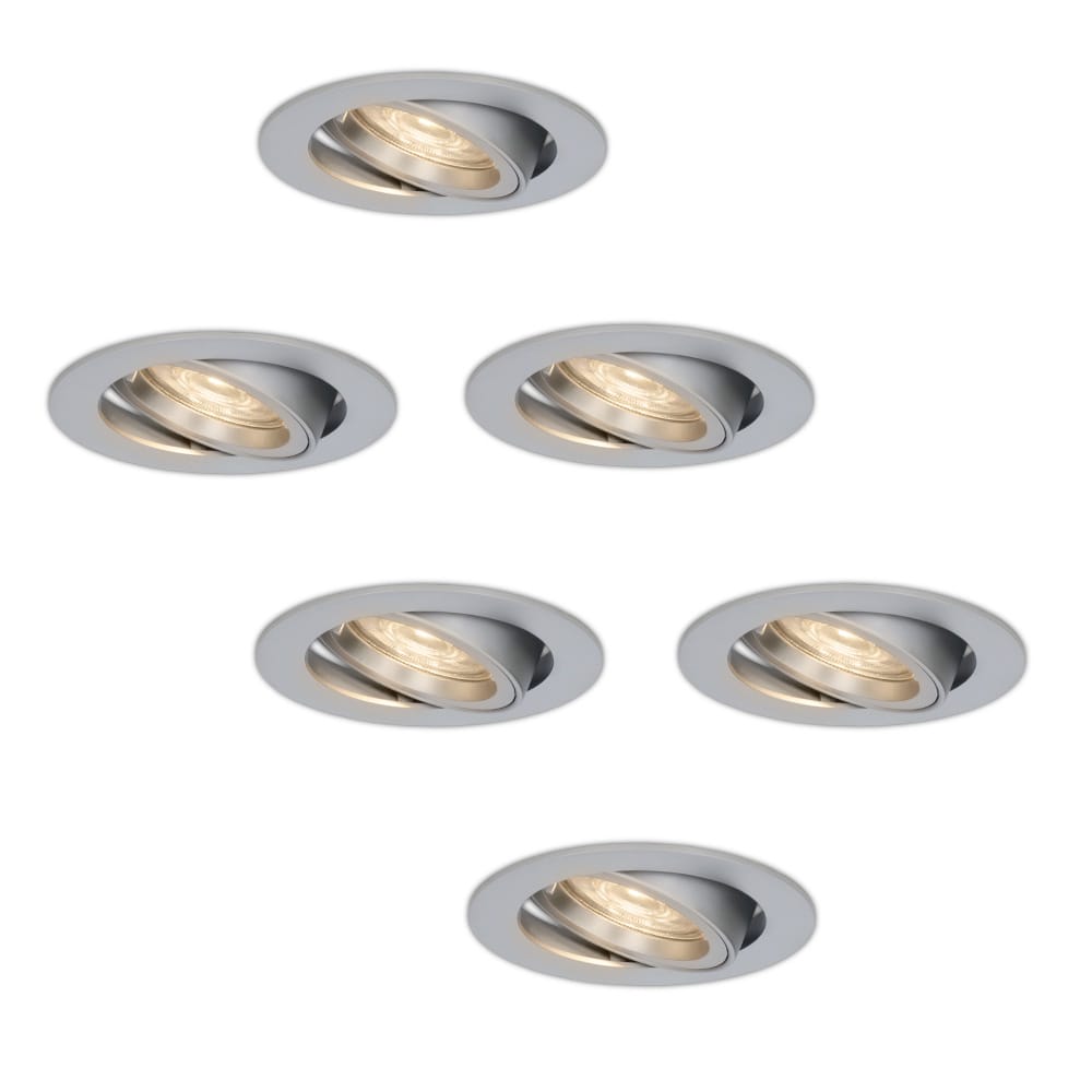 Set van 6 Jose LED inbouwspots - 5 Watt 400 lumen - 4000K Neutraal wit - GU10 - Dimbaar - Rond - Kantelbaar - Voor binnen - RVS afbeelding